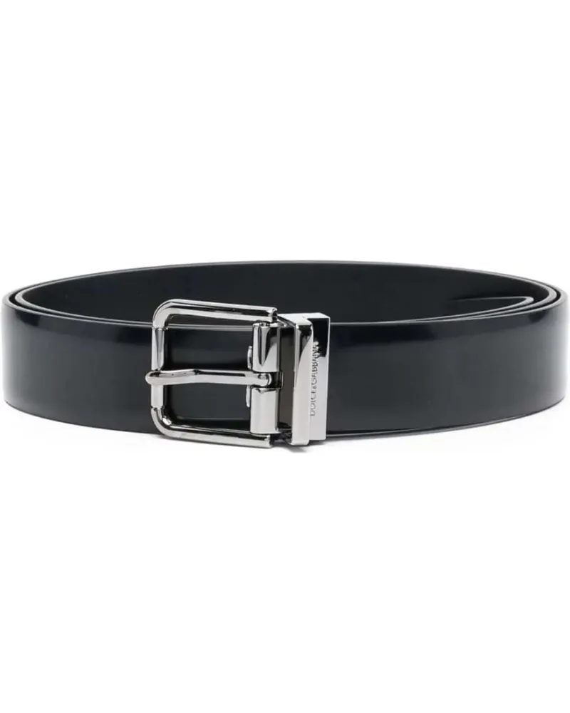 Dolce & Gabbana Gürtel Logo Buckle Leather Belt schwarz Schwarz