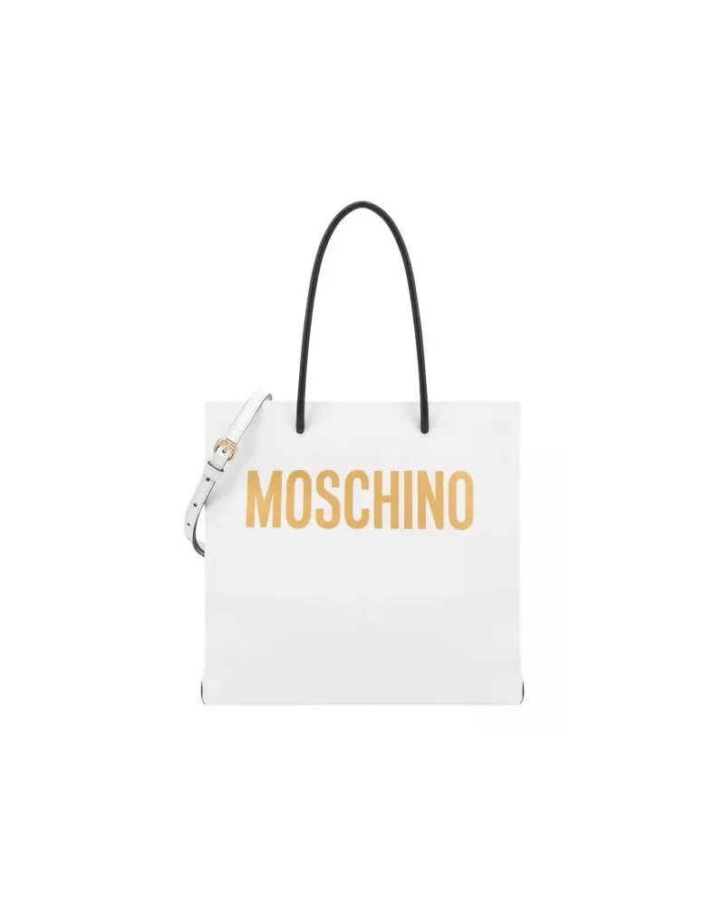Moschino Shopper & Totes White Soft Calfskin Shopper Bag gelb Gelb