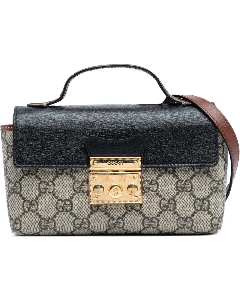 Gucci Hobo Bags Mini GG Supreme Padlock Satchel braun Braun