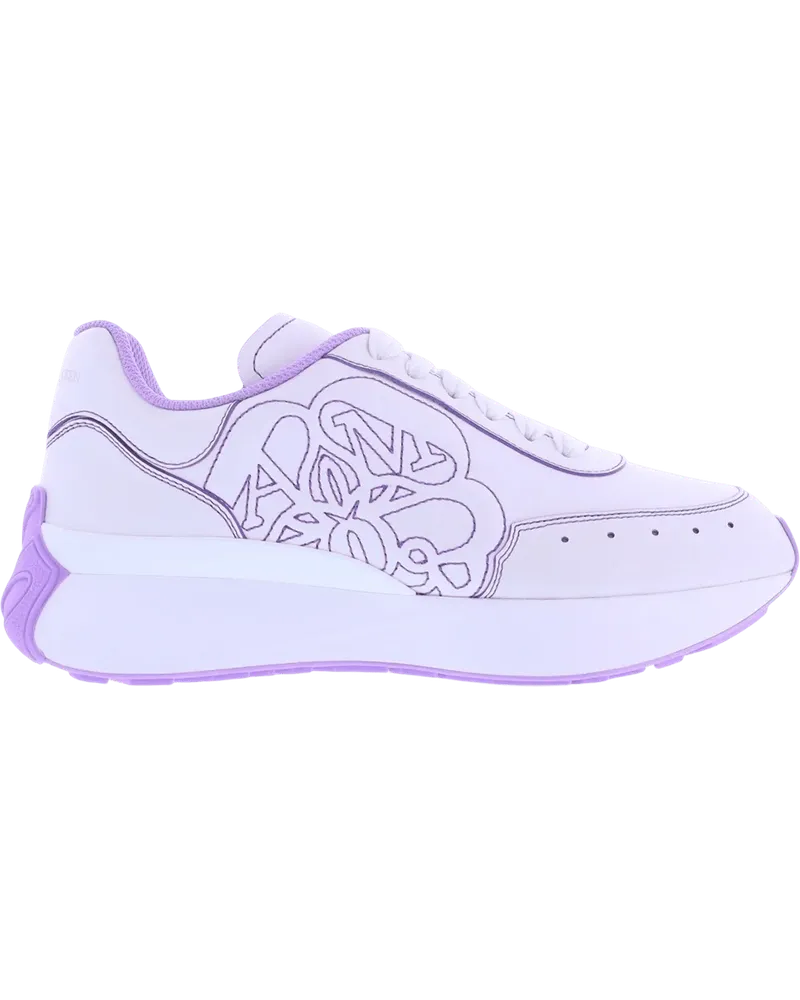 Alexander McQueen Low-Top Sneaker Dames Sprint Runner wit/lila weiß Weiß
