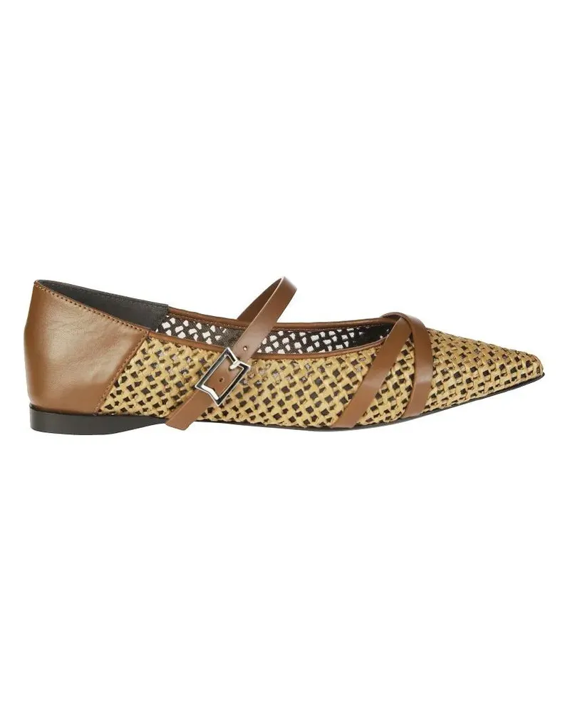 Max Mara Woven Design Mary Jane Ballerina braun Braun