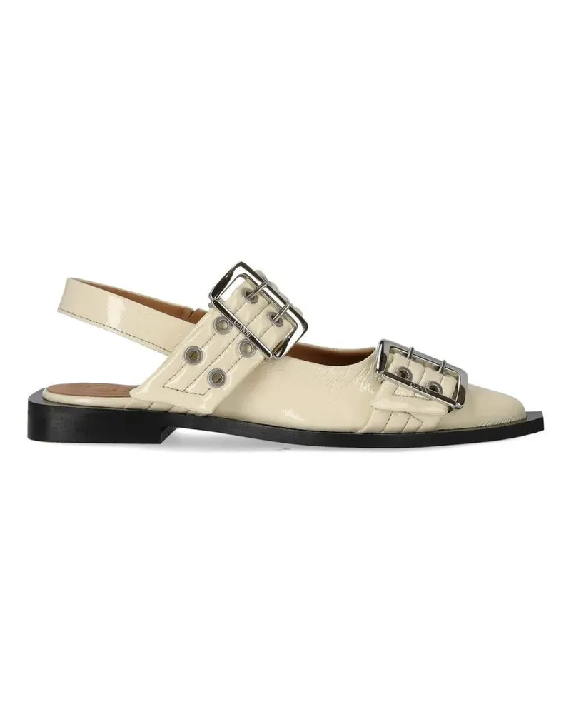 Ganni Egret Slingback Ballet Flat Shoe With Buckles beige Beige