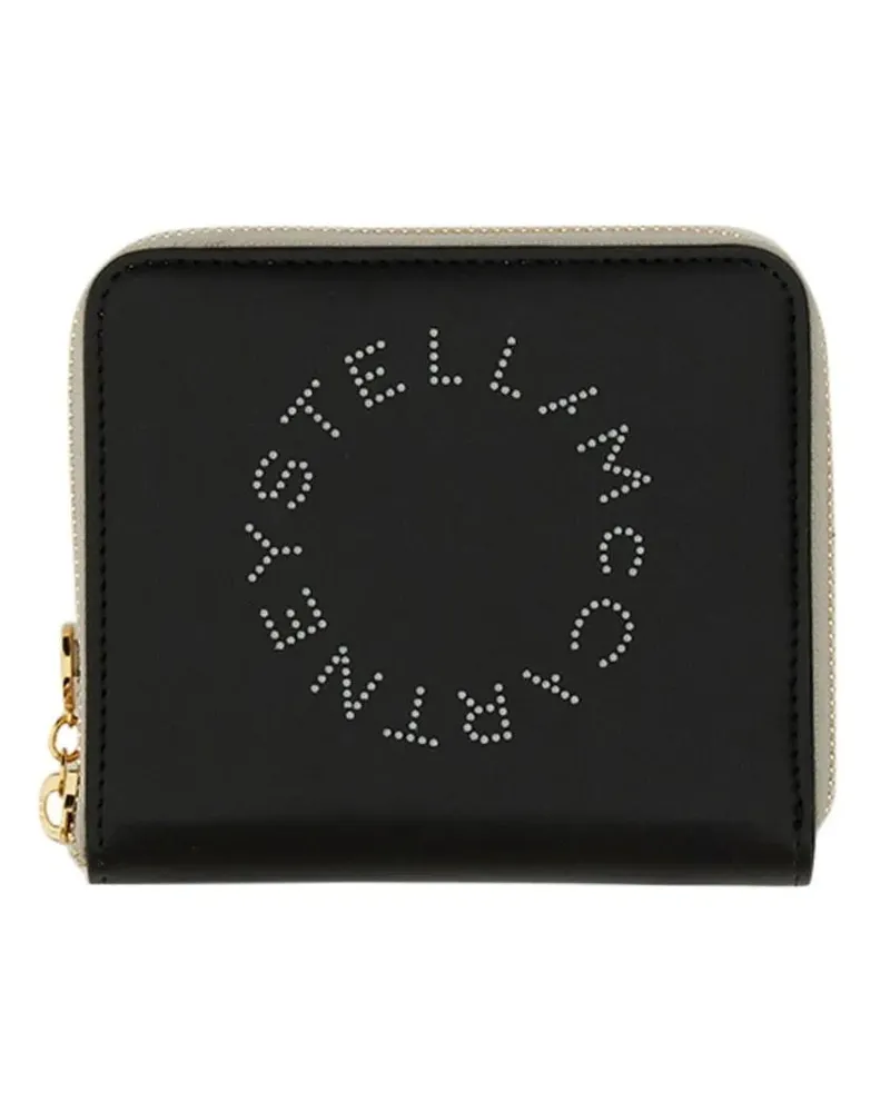 Stella McCartney Portemonnaie Zipped Wallet With Circular Logo And Gold Hardware schwarz Schwarz