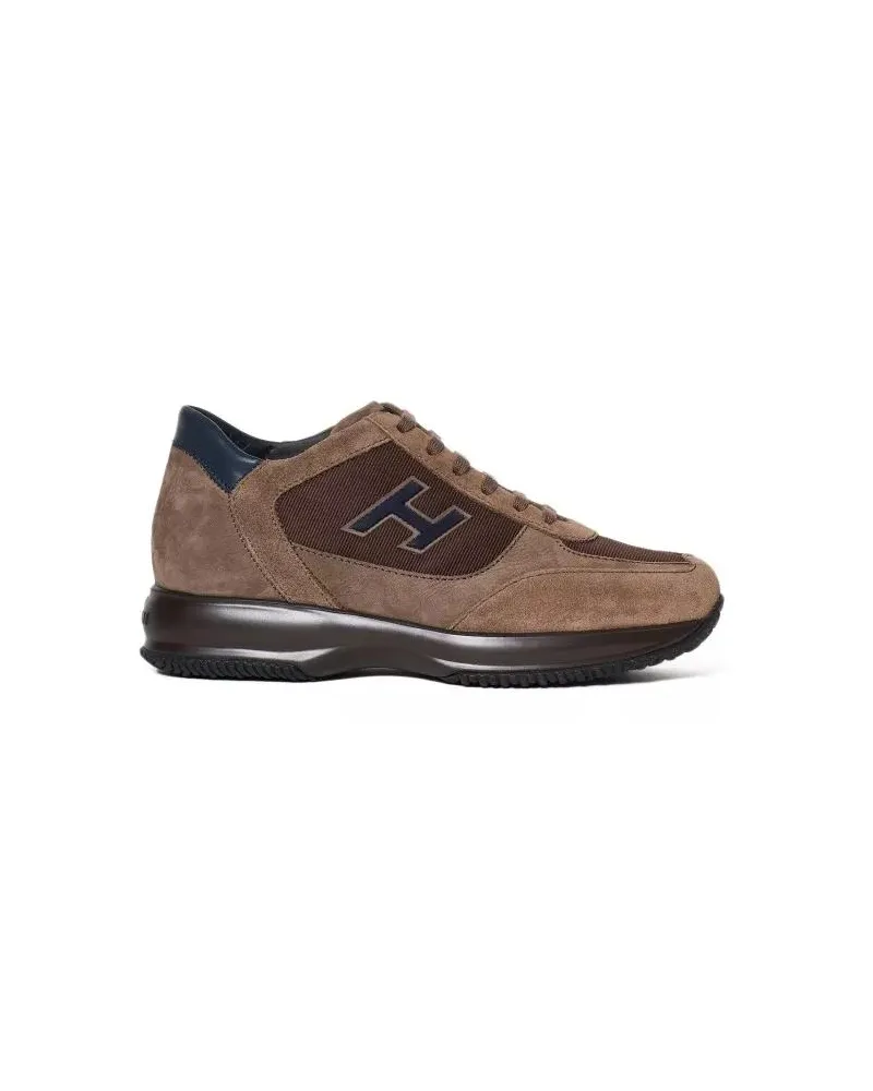Hogan Low-Top Sneaker Brown Suede And Technical Fabric Interactive Sneak braun Braun