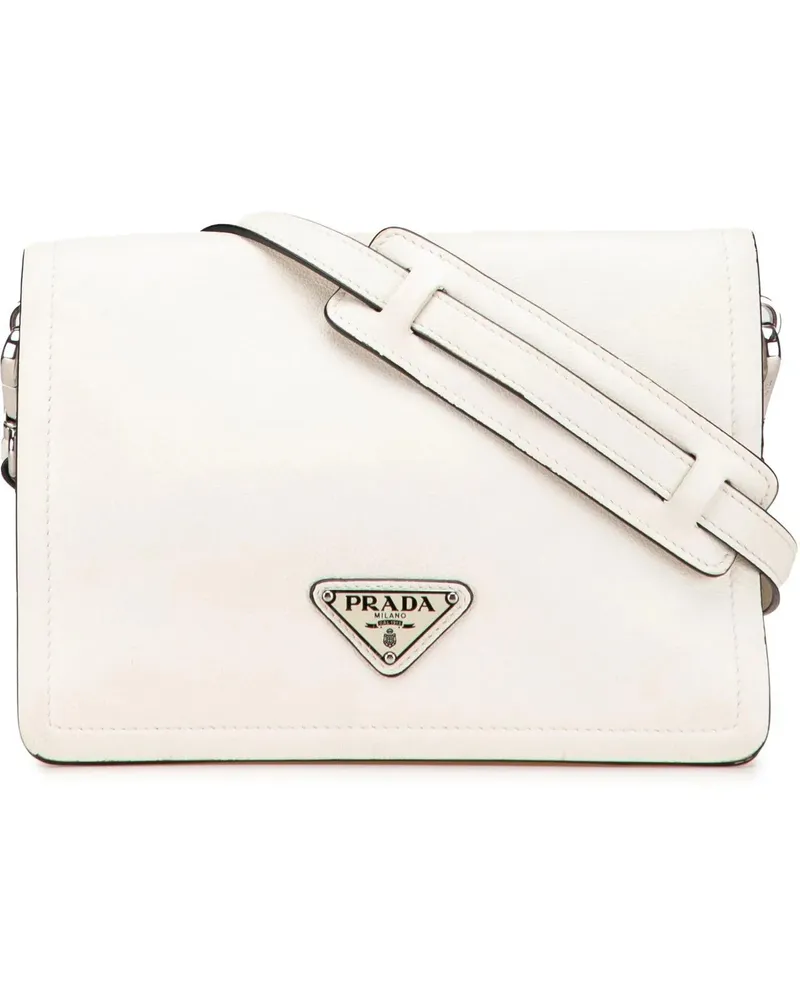 Prada Hobo Bags Glace Calf Crossbody weiß Weiß