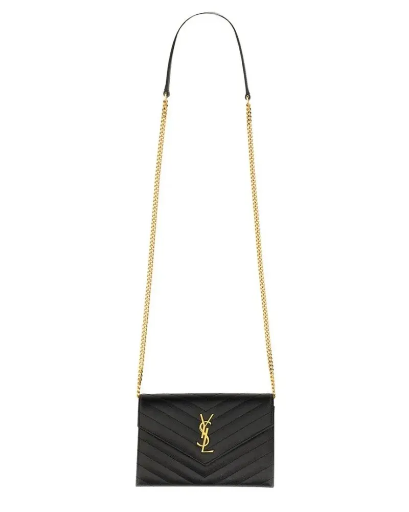 Saint Laurent Portemonnaie "Envelope Cassandre" Wallet With Chain schwarz Schwarz