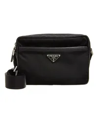 Prada Shopper Logo-Plaque Messenger Bag Schwarz