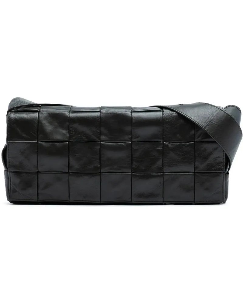 Bottega Veneta Hobo Bags Stretch Paper Calfskin Intrecciato Cassette Crossb schwarz Schwarz