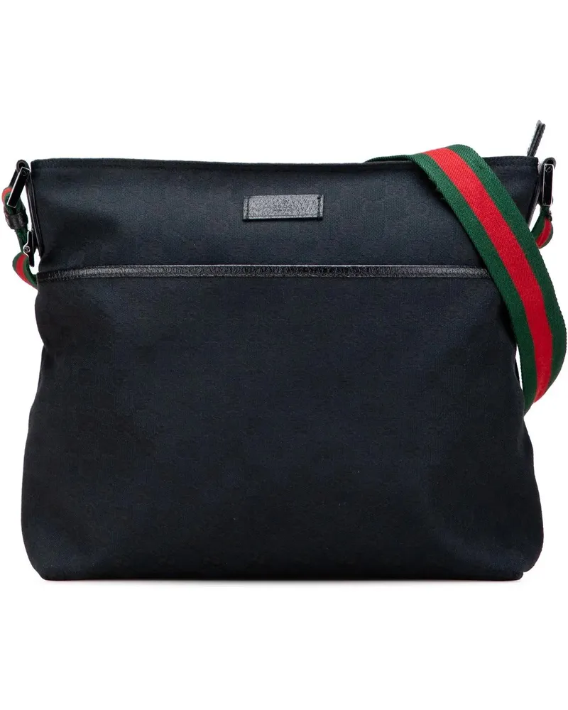 Gucci Hobo Bags GG Canvas Web Crossbody schwarz Schwarz