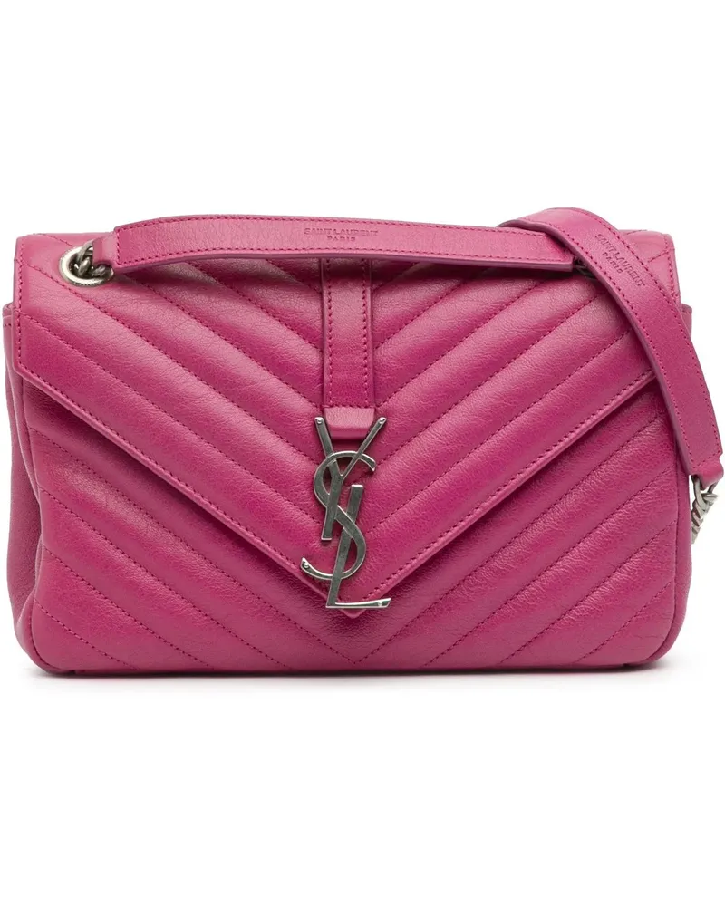 Saint Laurent Hobo Bags Medium Chevron Sheepskin Monogram Chain Bag rosa Gold