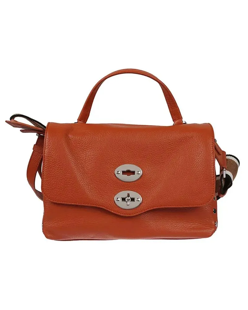Zanellato Hobo Bags Structured Leather Shoulder Bag With Flap Closure orange Orange