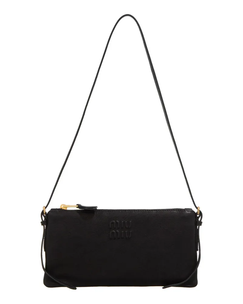 Miu Miu Crossbody Bags Logo Embossed Small Shoulder Bag schwarz Schwarz