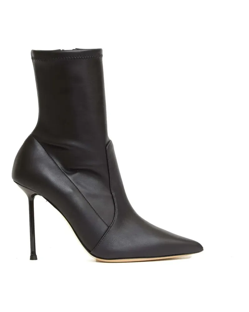 NINALILOU Stiefel Elasticated Leather Ankle Boots With High Stiletto schwarz Schwarz