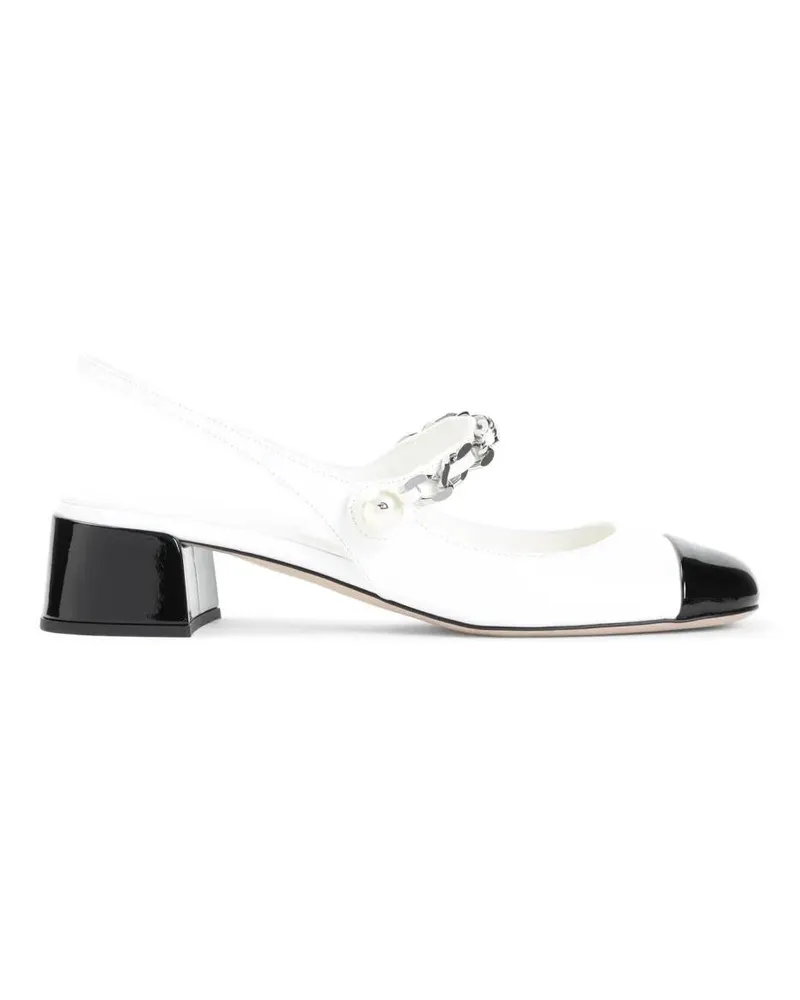 Miu Miu Hohe Schuhe Slingback Pumps With Chain Detail And Block Heel weiß Weiß