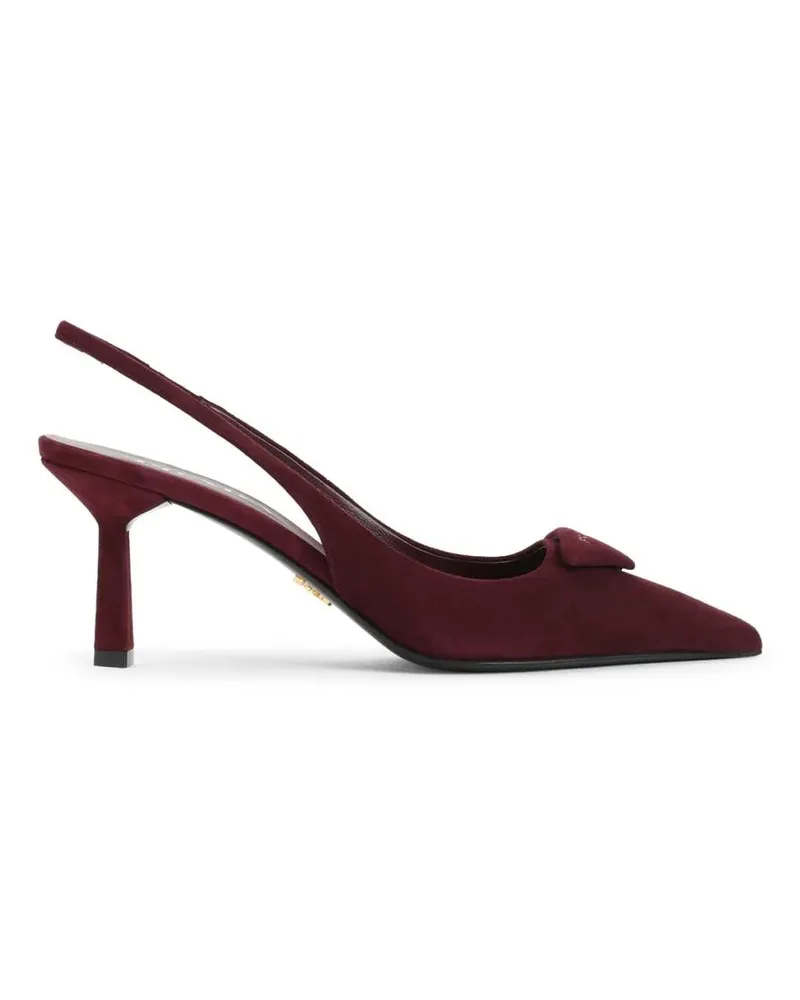 Prada Hohe Schuhe Burgundy Suede Pumps With Delicate Bow Accent rot Rot