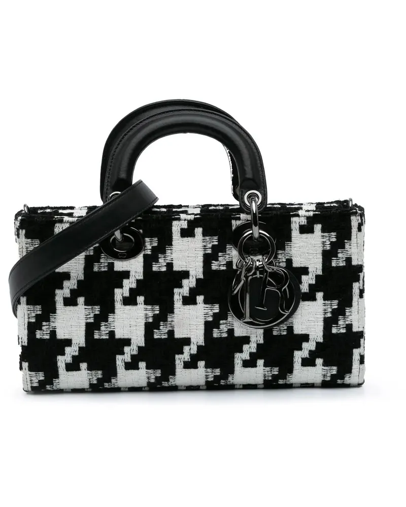 Dior Hobo Bags 2022 Medium Canvas Macro Houndstooth Lady D Joy schwarz Schwarz