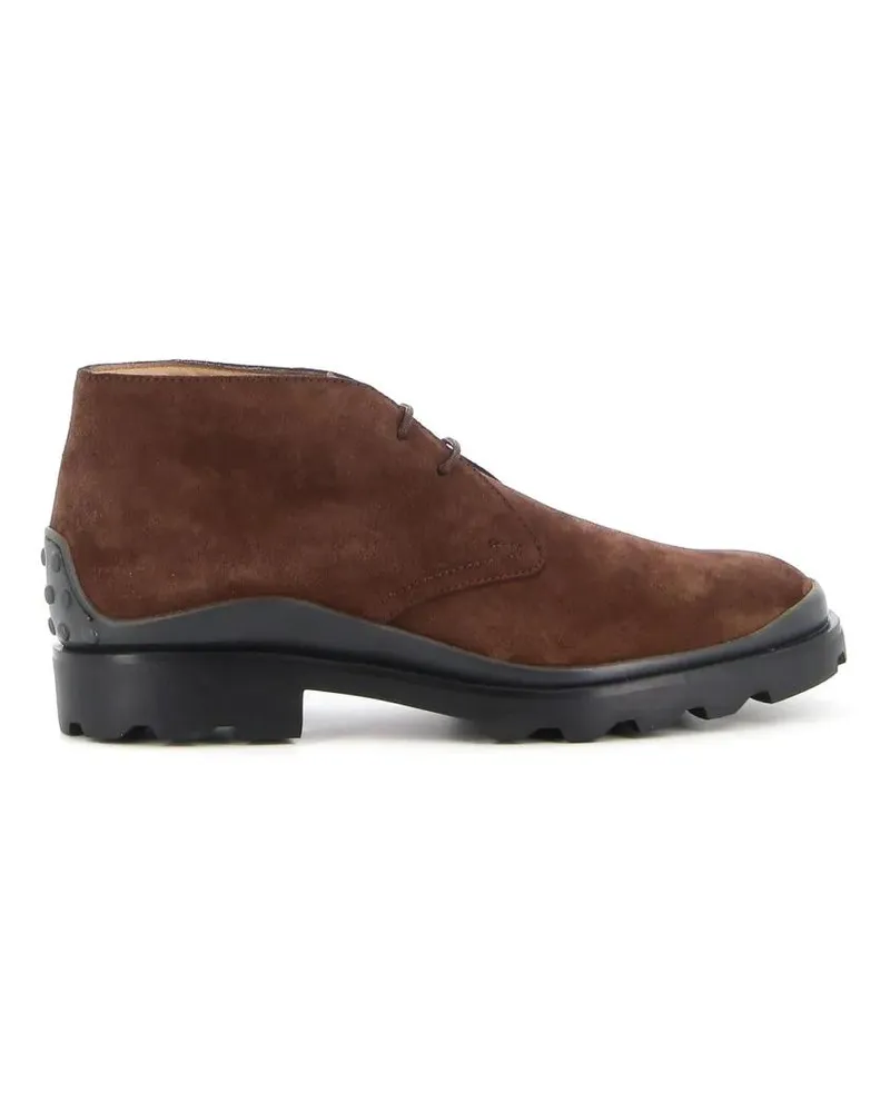 TOD'S Stiefel Ankle-High Lace-Up Shoes In Rich Brown Suede grau Grau