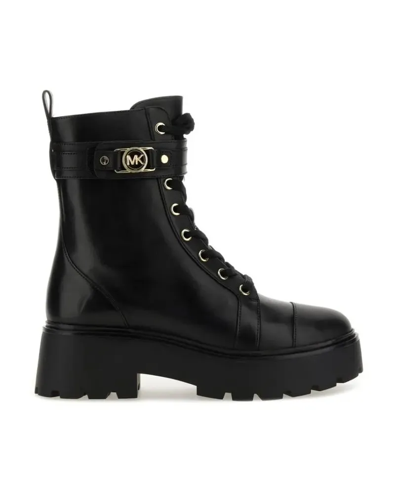 Michael Kors Stiefel Lace-Up Black Cow Leather Platform Boots schwarz Schwarz