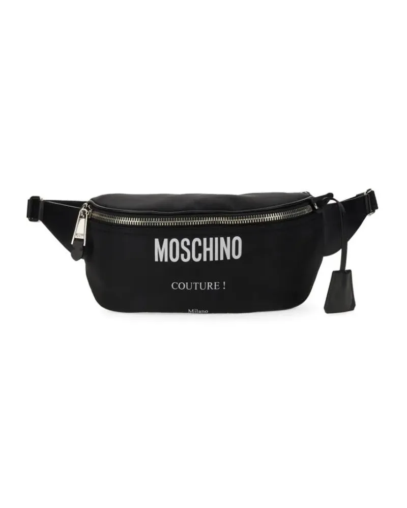 Moschino Bauchtaschen Black Pouch With Bold Logo schwarz Schwarz