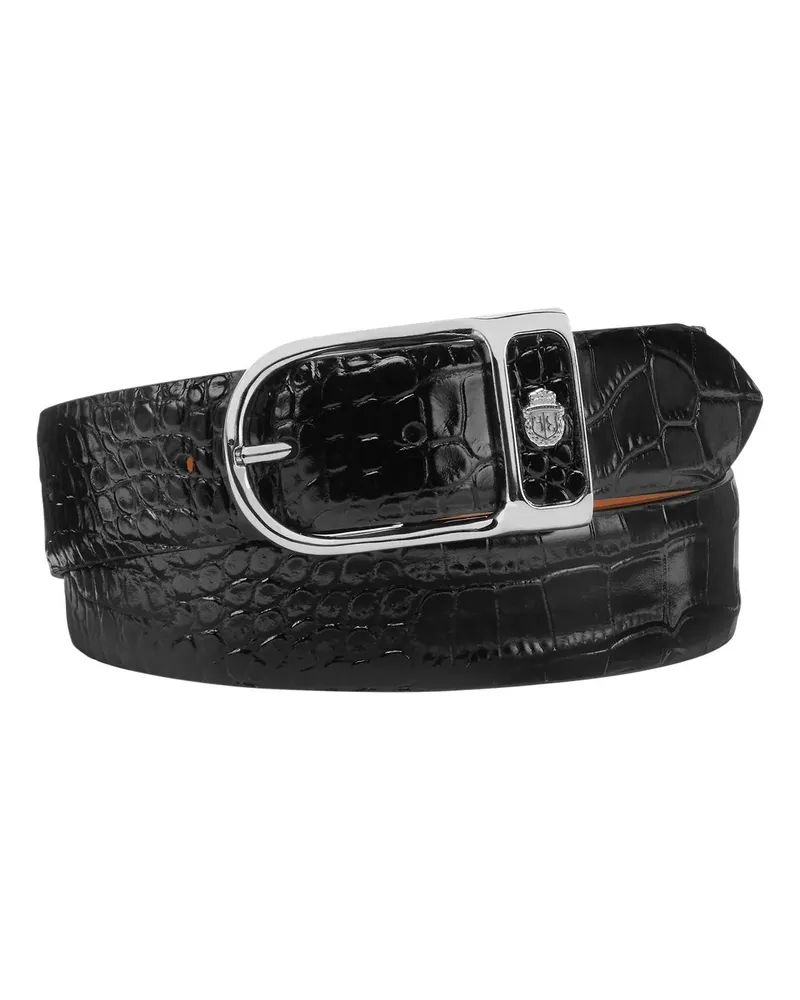 Billionaire Gürtel Leather Belt Crocco schwarz Schwarz