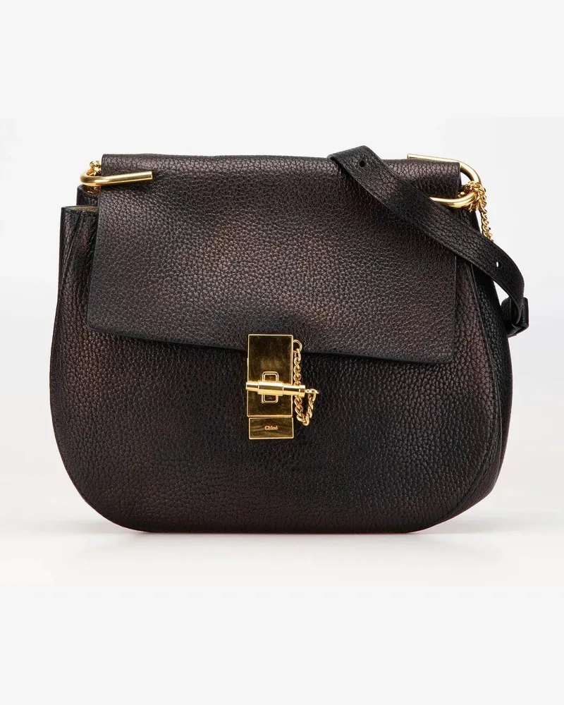 Chloé Hobo Bags Large Grained Lambskin Drew Crossbody schwarz Schwarz