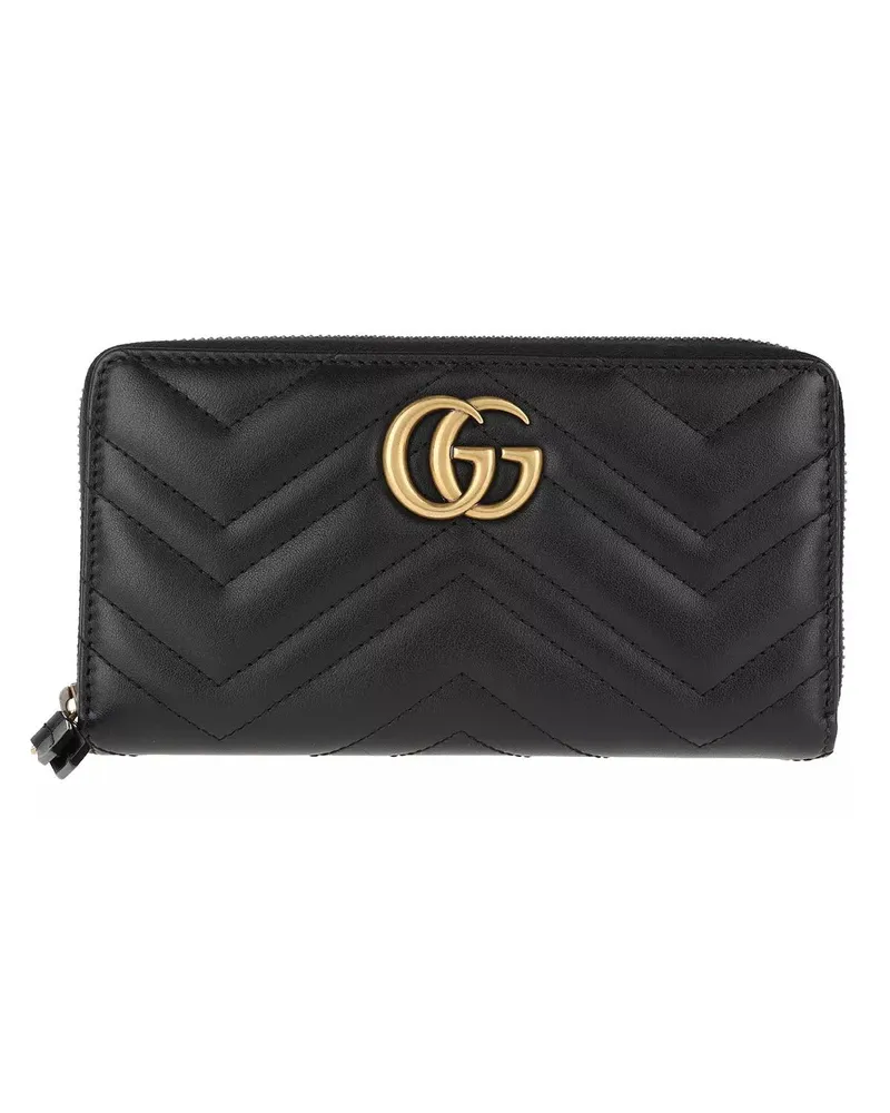 Gucci Portemonnaie GG Marmont Zip Around Wallet Leather Schwarz