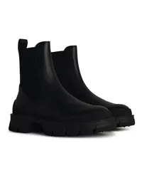 Moncler Boots & Stiefeletten Hevea' Black Leather Loulacing Schwarz