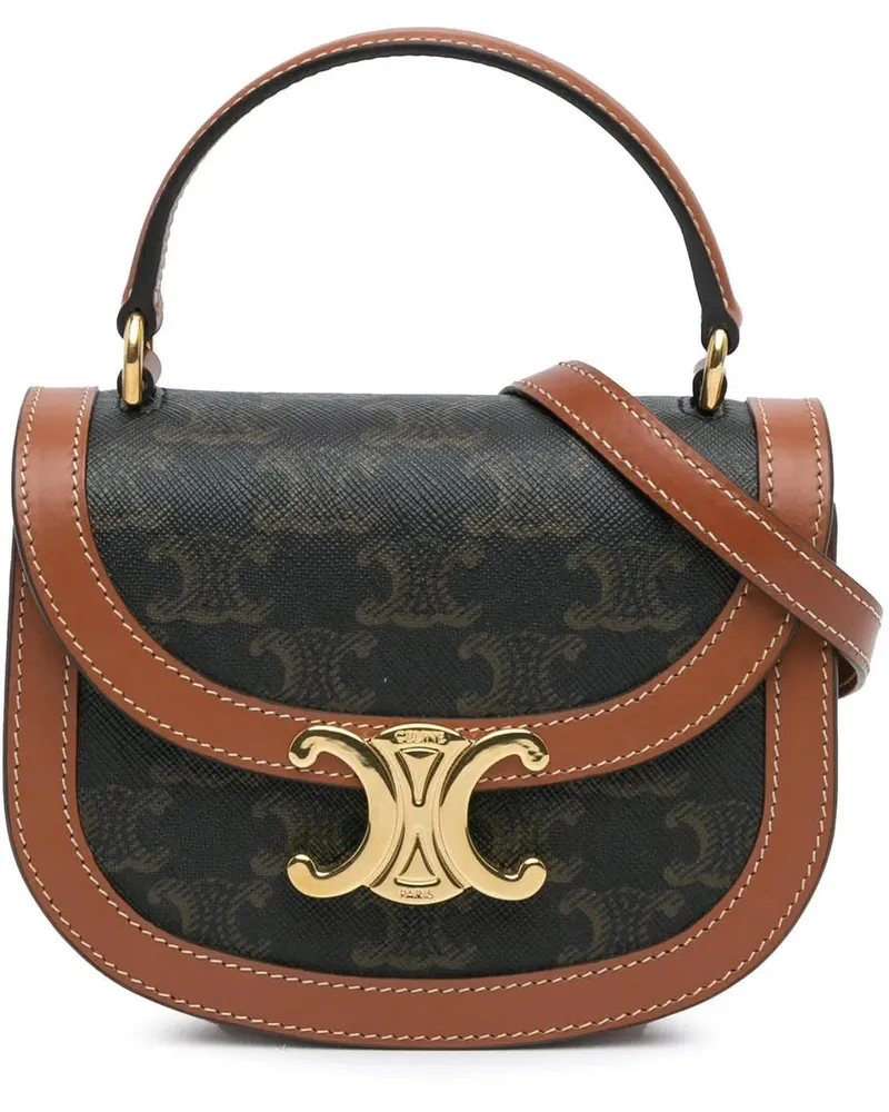Celine Hobo Bags 2023 Mini Triomphe Coated Canvas Besace Clea Satch braun Braun