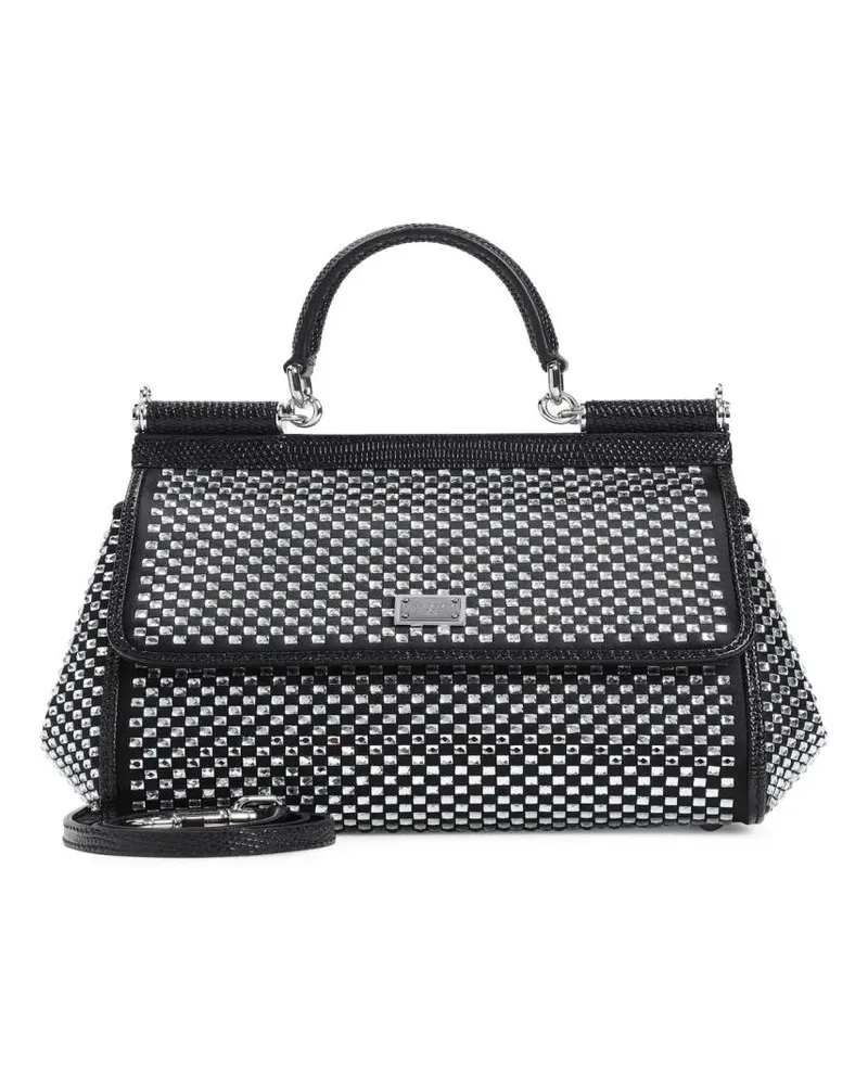 Dolce & Gabbana Hobo Bags Black Crytal Details Handbag schwarz Schwarz