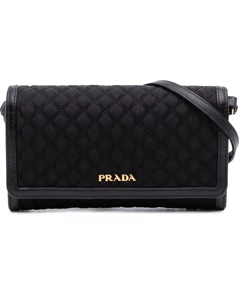 Prada Hobo Bags Tessuto Impuntu Wallet on Strap schwarz Schwarz
