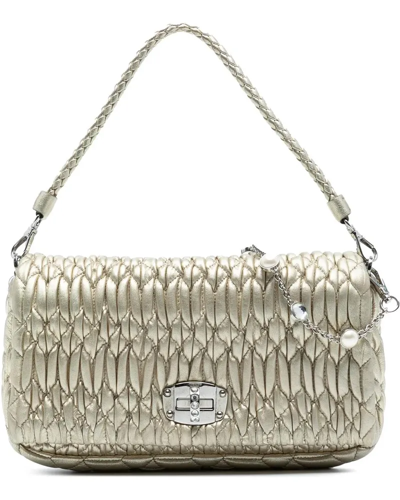 Miu Miu Hobo Bags Matelasse Nappa Crystal Chain Satchel goldfarben Gold