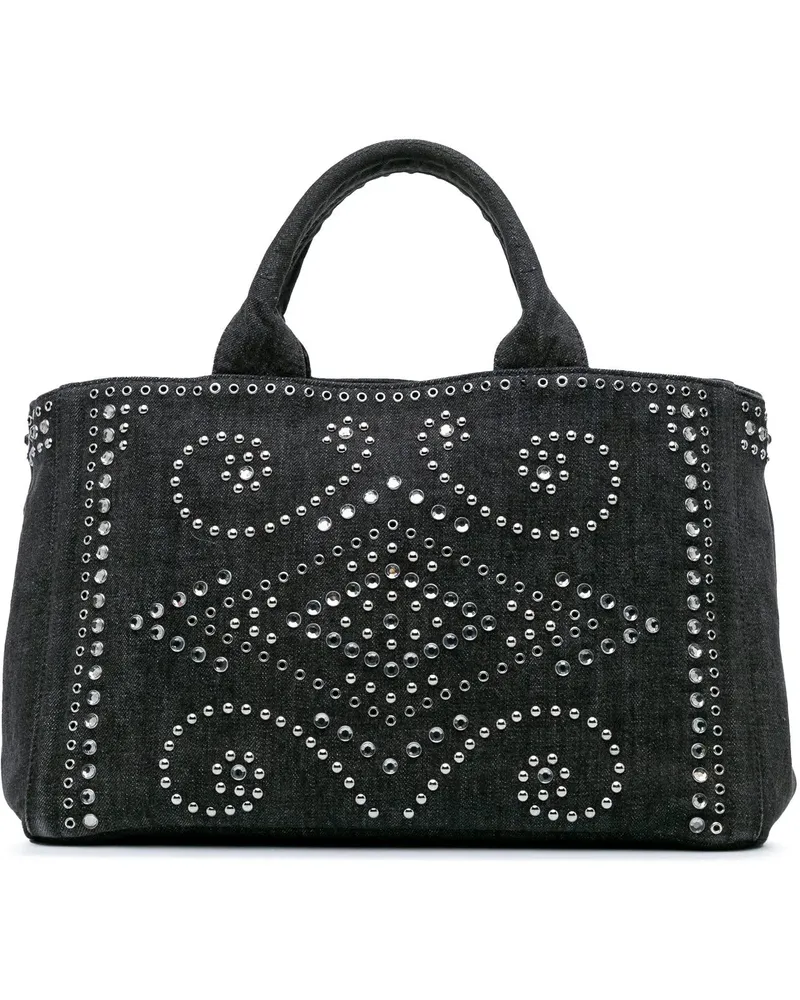 Prada Hobo Bags 2010-2024 Denim Canapa Bijoux Satchel schwarz Schwarz