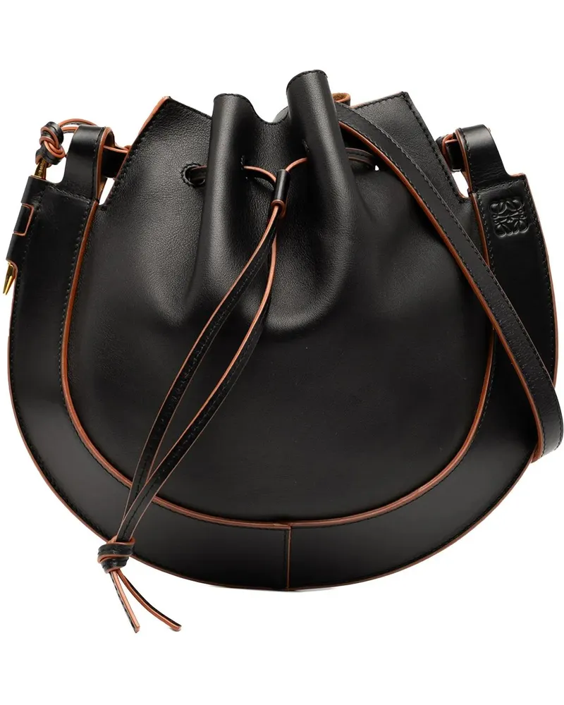 Loewe Hobo Bags Medium Leather Horseshoe Crossbody schwarz Schwarz