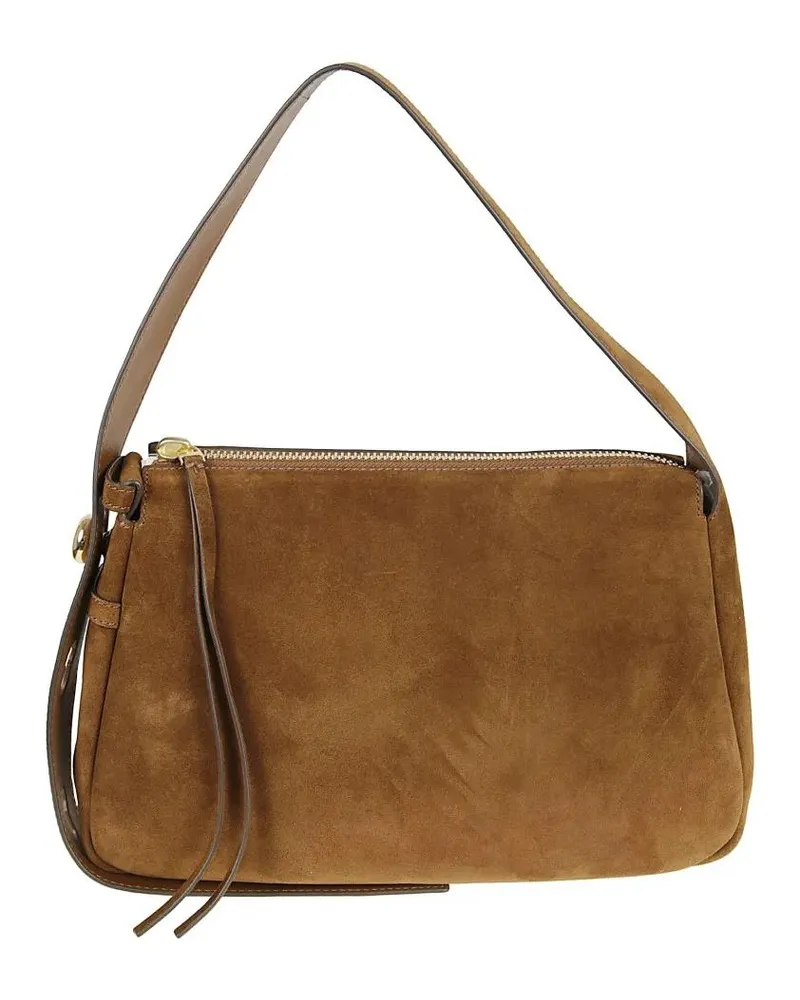 Tory Burch Hobo Bags Brown Suede Romy Shopper With Gold-Tone Accents braun Braun
