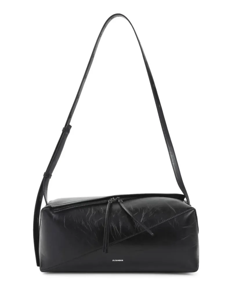 Jil Sander Hobo Bags Structured Black Leather Crossbody Bag schwarz Schwarz