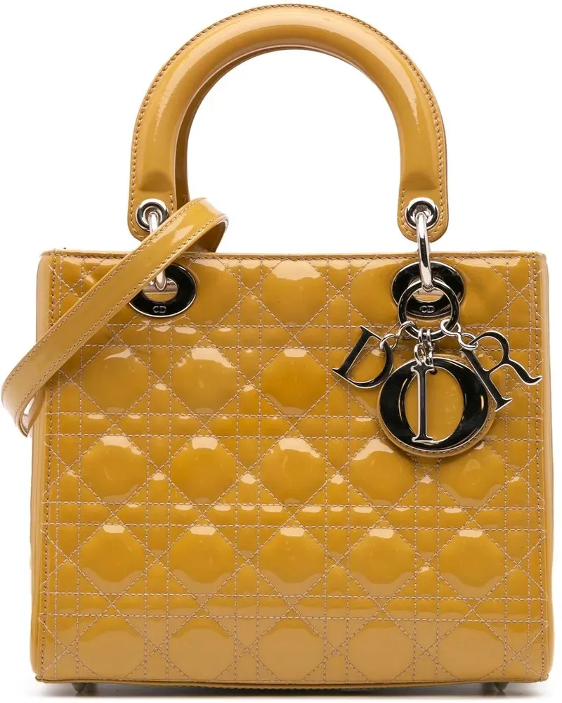 Dior Hobo Bags 2012 Medium Patent Cannage Lady Dior gelb Gelb