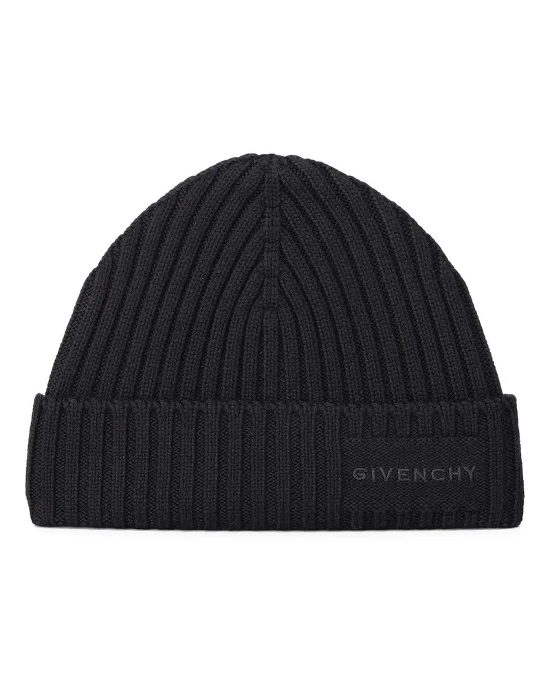 Givenchy Caps & Mützen Beanie mit Logo-Stickerei schwarz Schwarz