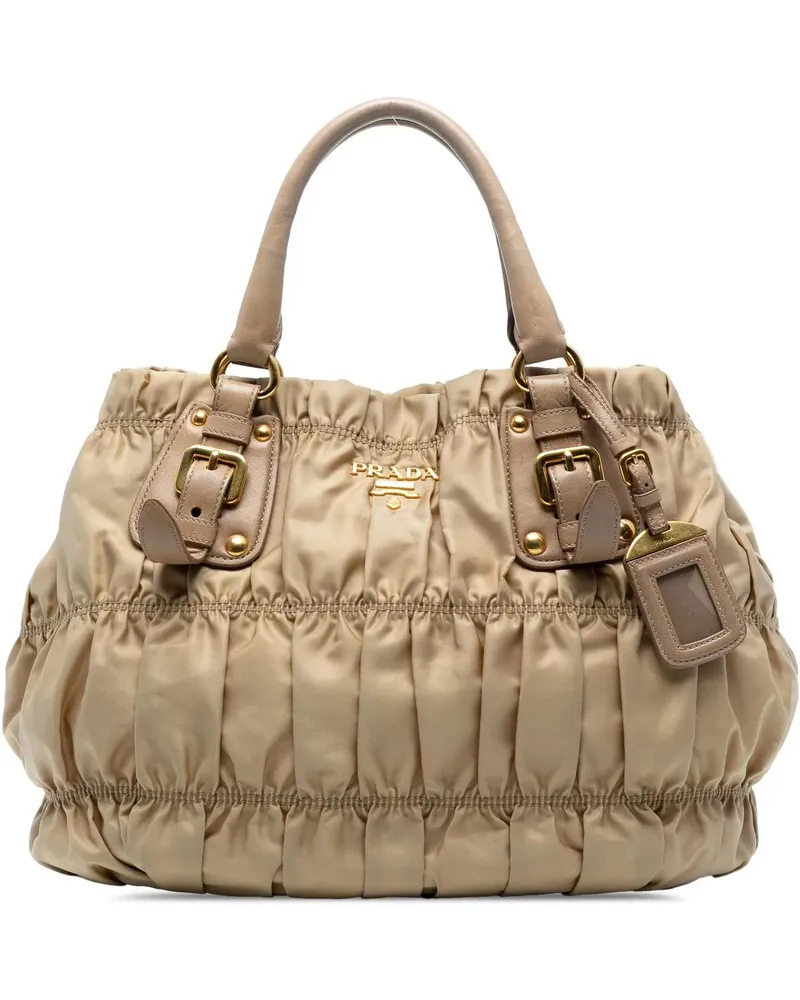 Prada Hobo Bags Tessuto Gaufre Satchel braun Braun