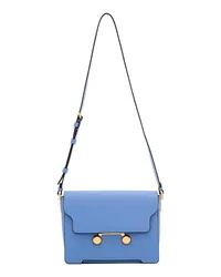 Marni Shopper Medium Leather Shoulder Bag Blau