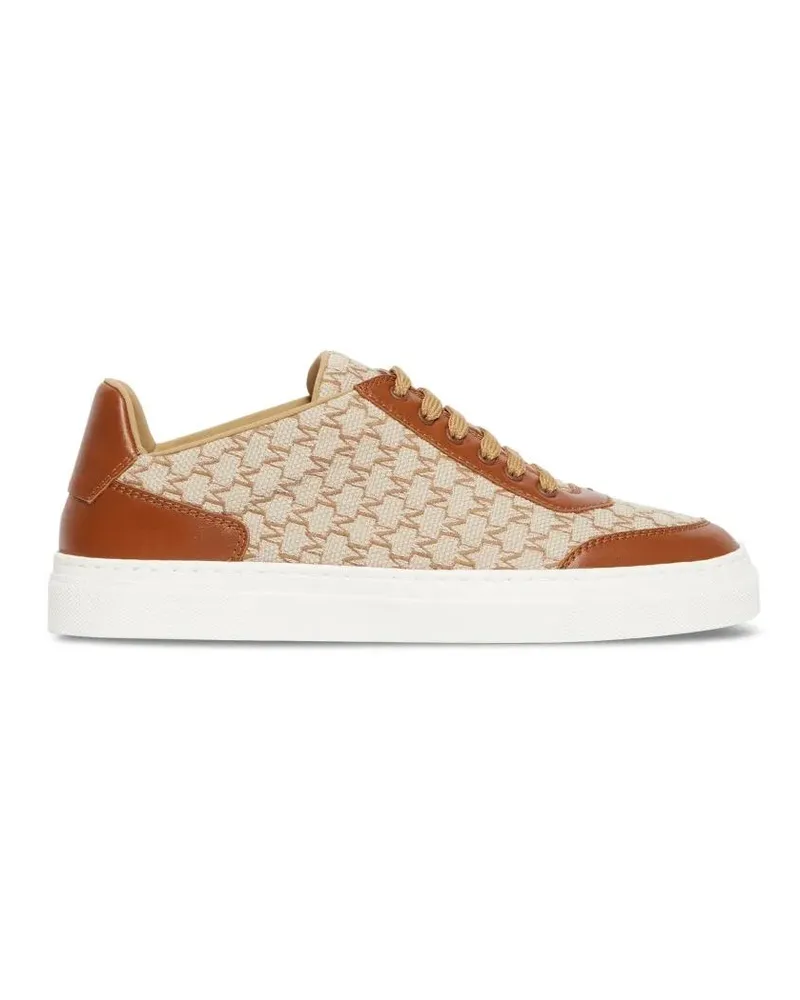 Max Mara Low-Top Sneaker Logo Jacquard Sneakers With Textured Fabric And Le beige Beige
