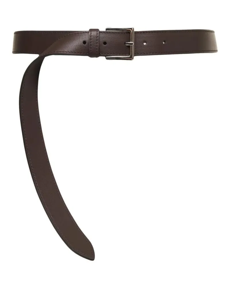Orciani Gürtel Brown Leather Belt With Rectangular Metal Buckle rot Rot