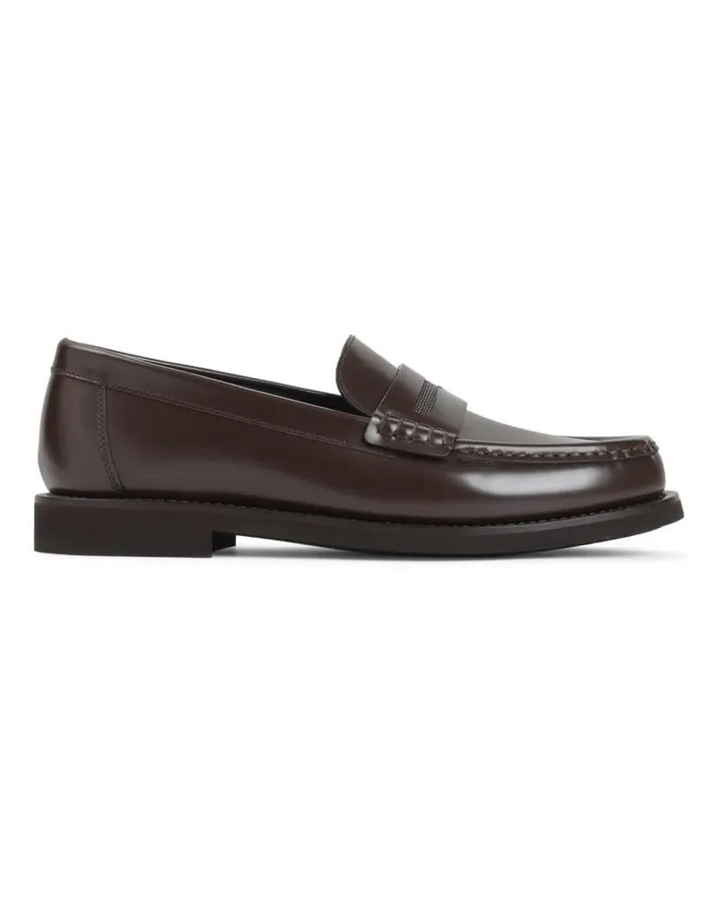 Brunello Cucinelli Polished Leather Loafers With Classic Design braun Braun