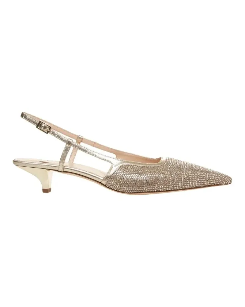 Gender Hohe Schuhe Pointed Toe Gold Slingbacks With Rhinestone Embell rot Rot