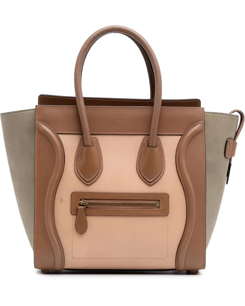 Celine Crossbody Bags Micro Tricolor Luggage Tote braun Braun