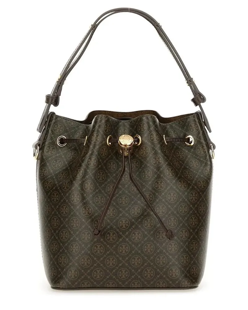 Tory Burch Beuteltaschen Monogram T Bucket Bag braun Braun