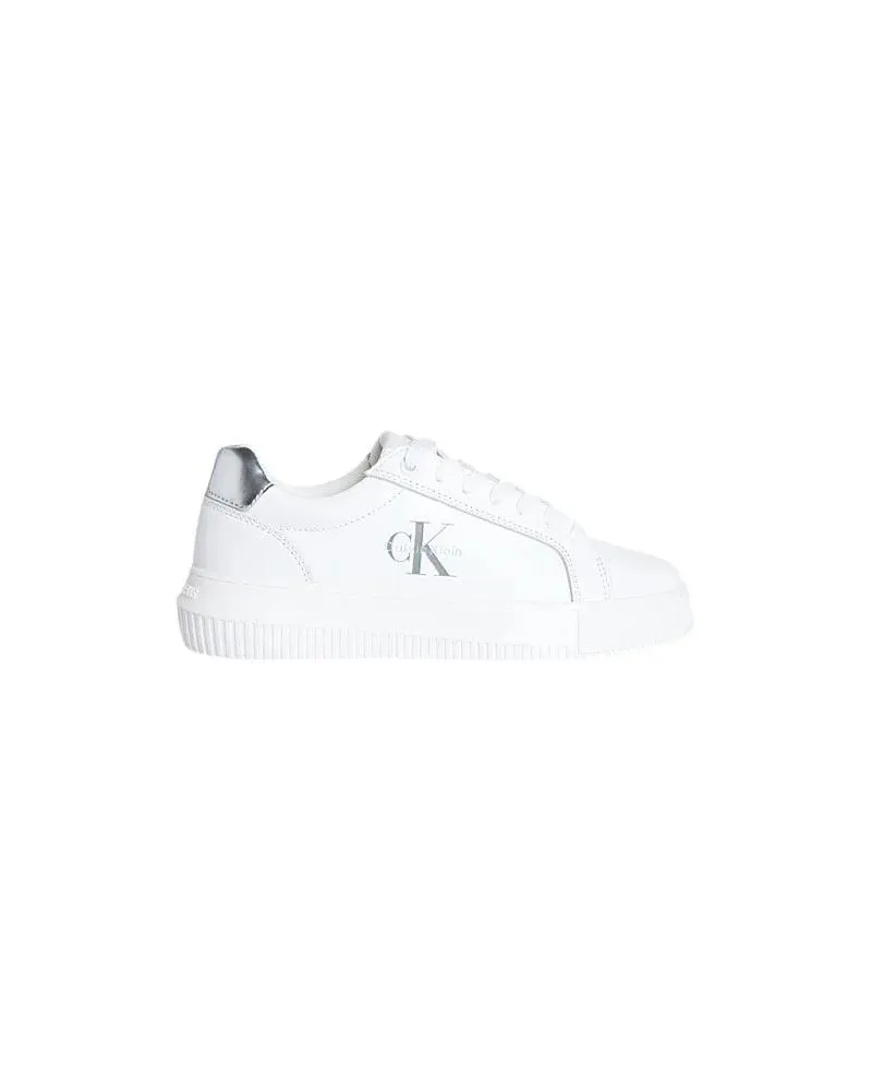 Calvin Klein Low-Top Sneaker White Leather Sneakers With Metallic Accents weiß Weiß