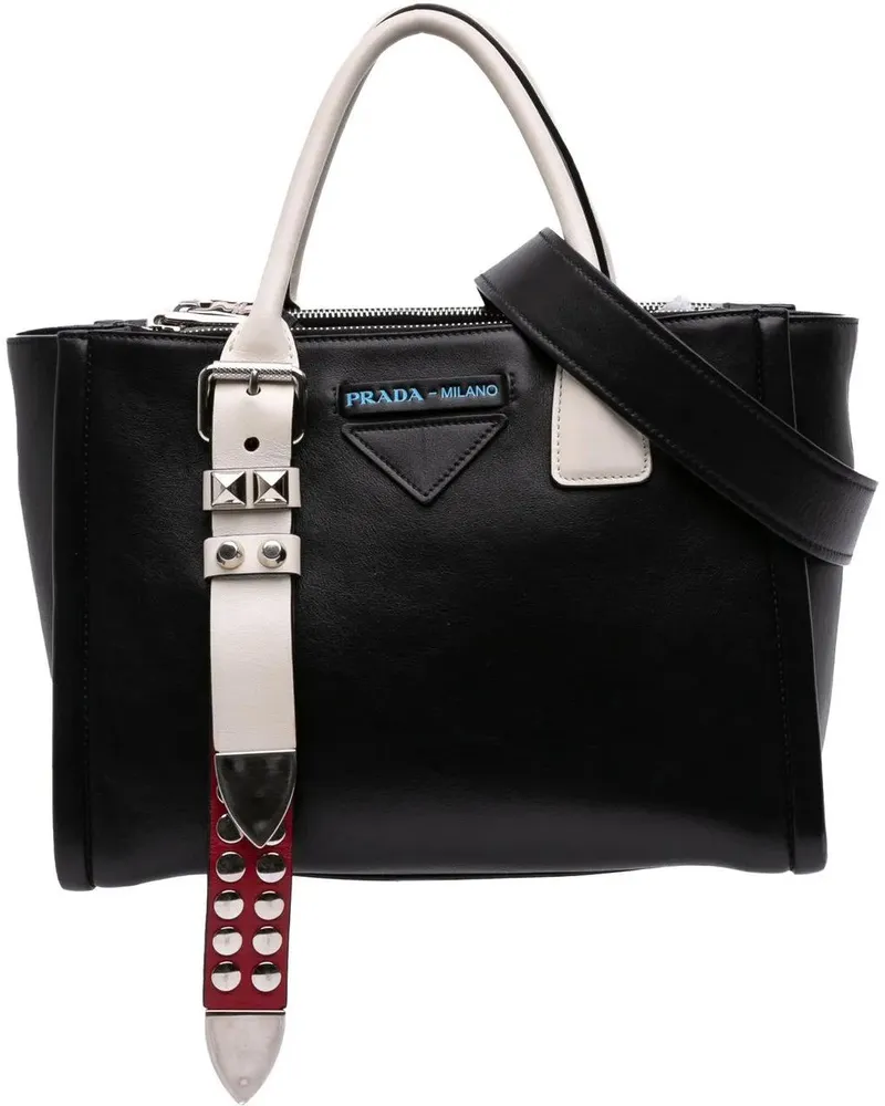Prada Hobo Bags Bicolor Grace Lux Concept Top Handle Bag schwarz Schwarz