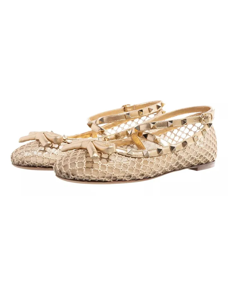 Valentino Garavani Loafer Ballerina Rockstud 05 goldfarben 
