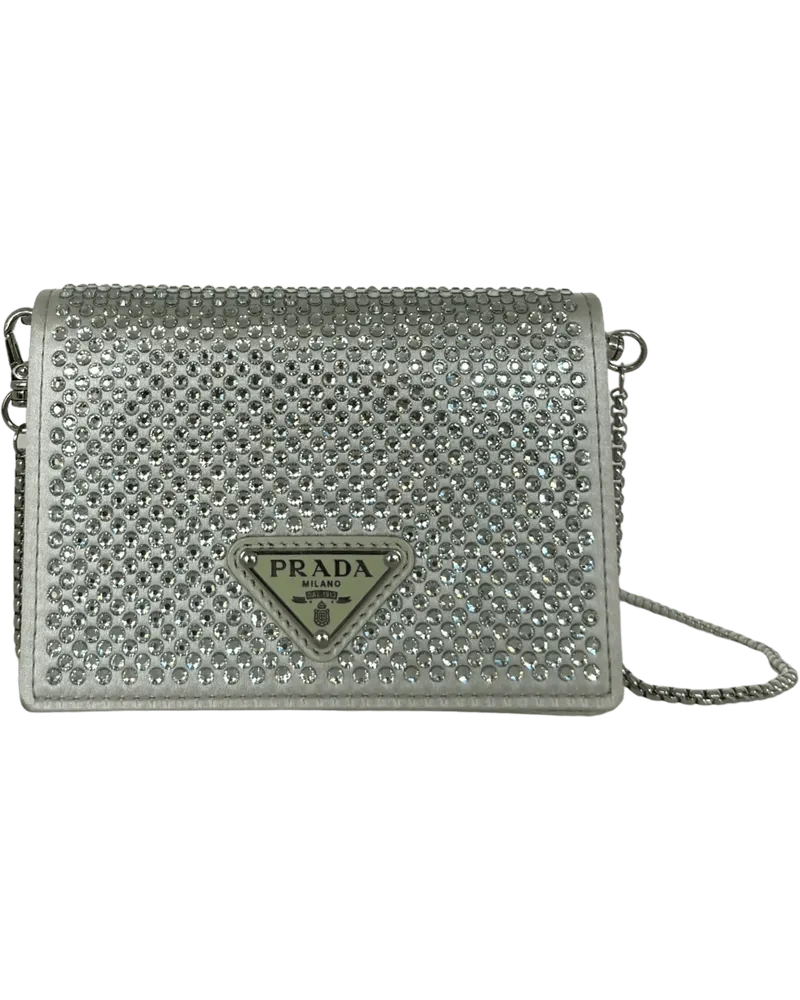 Prada Portemonnaie  card case with shoulder strap and crystals A grün Grün
