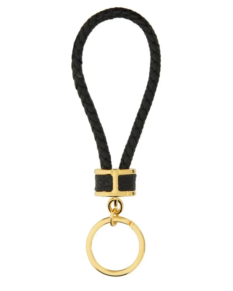 Tom Ford Schlüssel- & Taschenanhänger Braided Calf Leather Keychain With Polished Gold-T red Rot